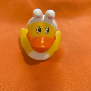 EASTER BUNNY RUBBER DUCKY Figure Pool Bath Toy White Ears & Tail